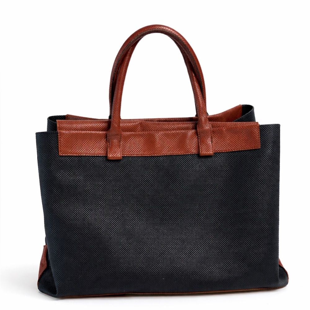 Bottega Veneta Vintage Marco Polo Woven Tote Black Brown Italy